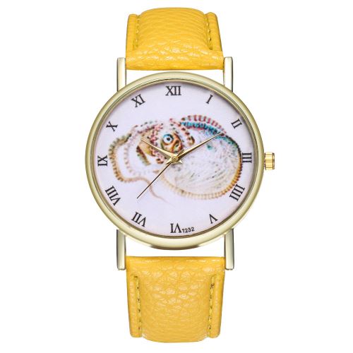 Montre à quartz de style rétro vie marine dames montre à quartz T232-Ajaune