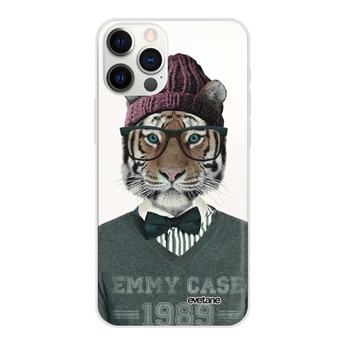 Coque pour iPhone 12/12 Pro souple transparente Tigre Fashion Motif Ecriture Tendance [Evetane®]