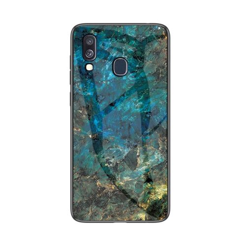 Coque en TPU modèle de grain de marbre combo émeraude pour votre Samsung Galaxy A40