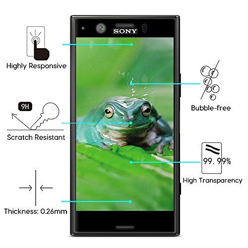 OMOTON Sony Xperia XZ1 Compact [4.6 Pouces] Protection Ecran Verre Trempé [9H, sans Bulles, Anti-Rayures] Film Protecteur