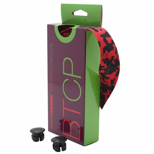 Ruban de guidon bikeribbon cork plus noir-rouge