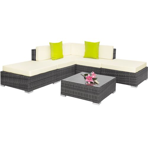 TecTake Canapé de jardin PARIS modulable 5 places - gris