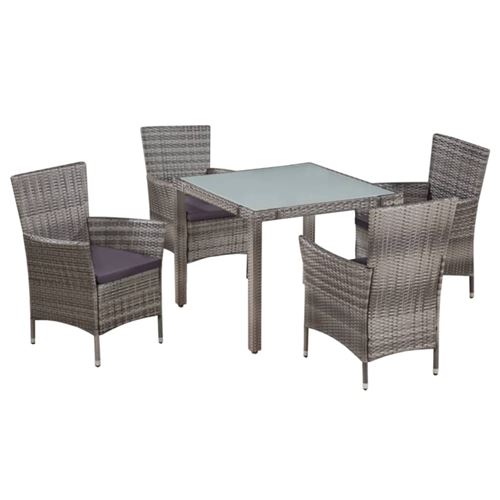Vidaxl Gris Salon De Jardin En.casa Polyethylene 4 Personnes 5 Pieces