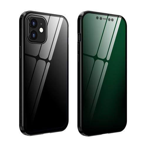 Protection des yeux Couverture de boîtier en verre métallique à adsorption magnétique pour iPhone 12 Pro - Noir