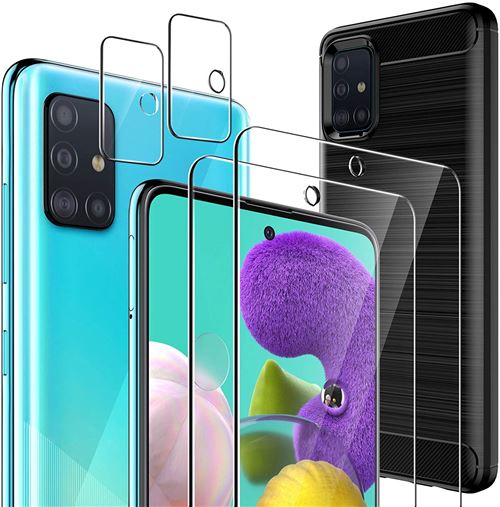Coque pour Samsung Galaxy A51 avec 2 verres trempé avant et arriere