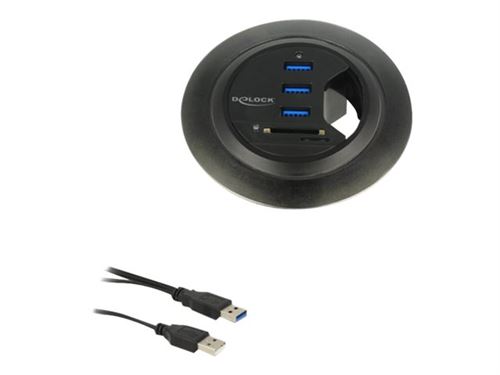 Delock 62869 usb 3.0 (3.1 gen 1) type-a 5000mbit s noir hub & concentrateur