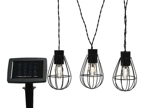 Guirlande d'extérieur LED solaire style industriel - Jardideco