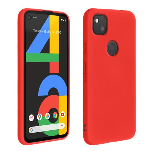 Avizar Coque pour Google Pixel 4A Silicone Semi-rigide Finition Soft Touch Rouge