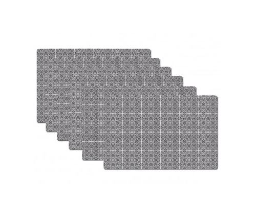 Set de Table Design Petits Carreaux de Ciment Noir en Vinyle - Set de 6