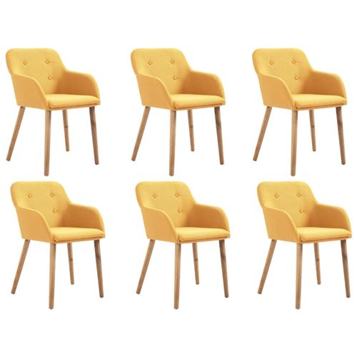 vidaXL Eetkamerstoelen 6 st stof en massief eikenhout geel