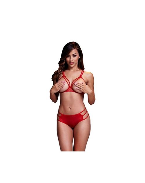 Set soutien gorge et panty à ouverture à courroies rouge taille unique baci lingerie bw3106-redos