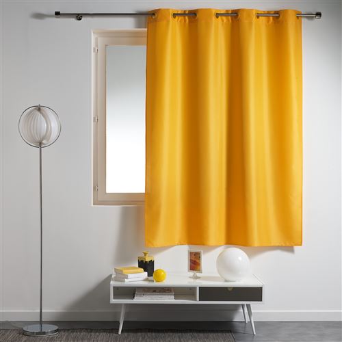 Rideau a oeillets plastique 140 x 180 cm polyester uni essentiel Jaune
