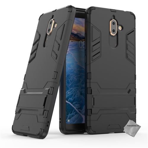 Housse etui coque rigide anti choc pour Nokia 7 Plus avec verre trempe - NOIR