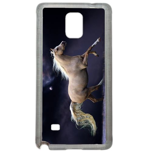 Coque Cheval Fond Prune Compatible Samsung Galaxy Note 4 Transparent