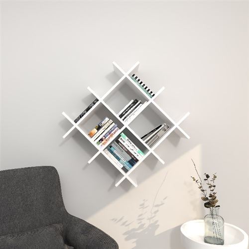 HOMEMANIA Étagère Farley - Blanc - 75 x 27 x 75 cm -