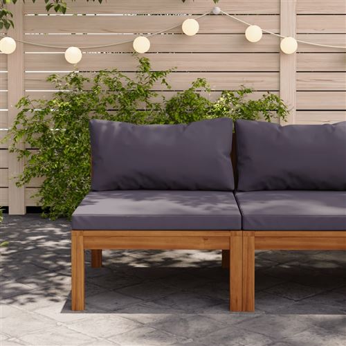 VIDAXL - Canapé modulable - Bois d'acacia massif - Gris - Image 3