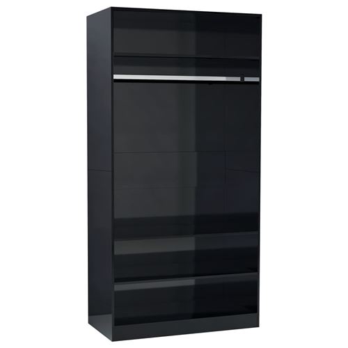 vidaXL Garde-robe Noir brillant 100 x 50 x 200 cm Aggloméré