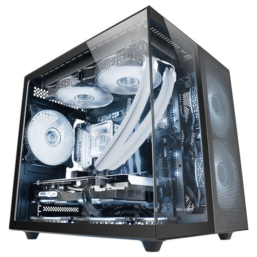 Mars Gaming MC-NOVAM, Caja Compacta Custom MicroATX, Doble Ventana Cristal Templado Continuo, Estructura Modular Doble Cámara, Rejilla Frontal, Soporte Refrigeración Líquida, Conector USB-C, Caja PC