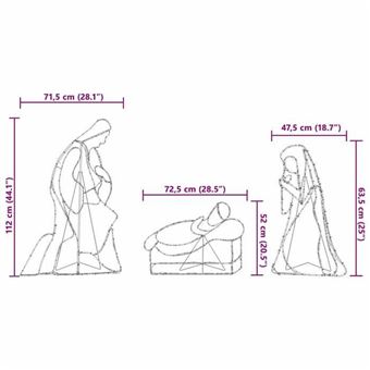 Scène De Nativité Illuminée VidaXL - 112 X 72 Cm, PVC, Multicolore, 550 LEDs - Pour Intérieur Et Extérieur, Décoration De Noël Festive Et Lumineuse