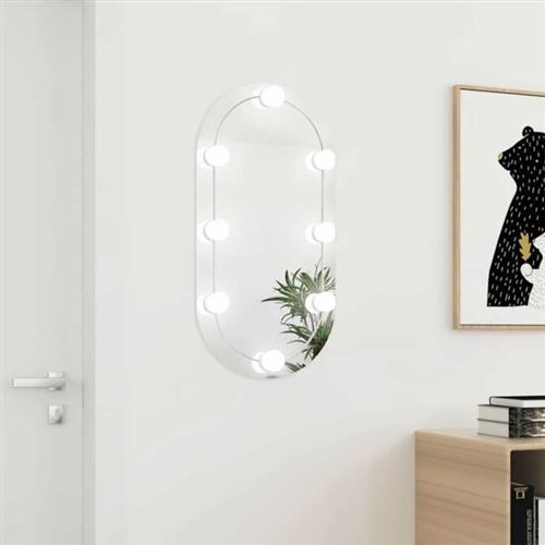 vidaXL Miroir avec éclairage LED 80x40 cm Verre Ovale