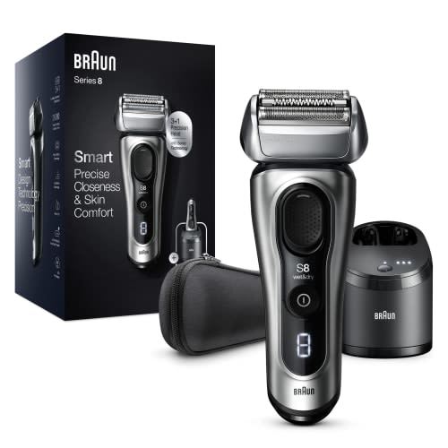 Tondeuse Homme Braun Series 8 Résistant à l'Eau 60 Min Autonomie Cartouche Noir Argenté