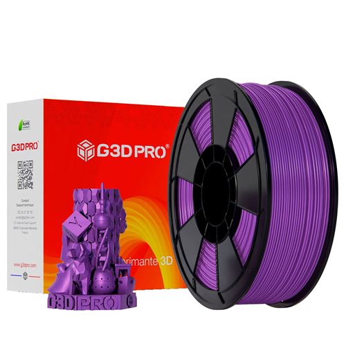 G3D PRO® Filament PLA SILK GLOSSY Lavande pour imprimante 3D, 1,75 mm, Bobine de 500g, Précision dimensionnelle ± 0.03mm