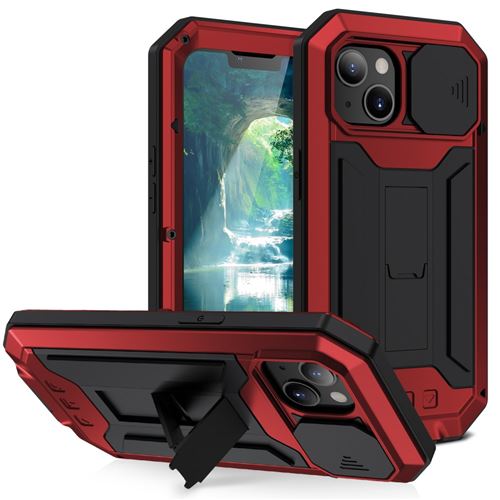 Coque en TPU + silicone anti-poussière avec béquille rouge pour votre Apple iPhone 13 mini 5.4 pouces