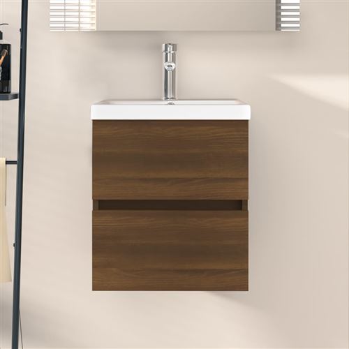 vidaXL Armoire de lavabo Chêne marron 41x38,5x45 cm Bois d'ingénierie