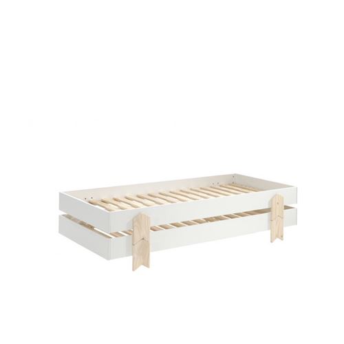 2 Lits Modulo Arrow Blanc Empilables 90x200 L 203,6 x Lg 93,8 x H 27,5 cm
