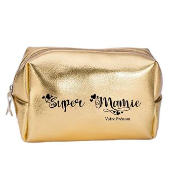 Trousse / Pochette De Sac SUPER MAMIE - Bleu Marine à Carreaux - Coton