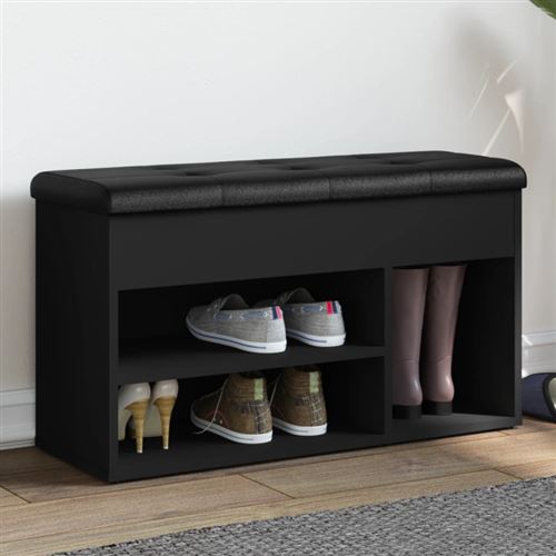 vidaXL Banc à chaussures noir 82x32x45,5 cm bois d'ingénierie