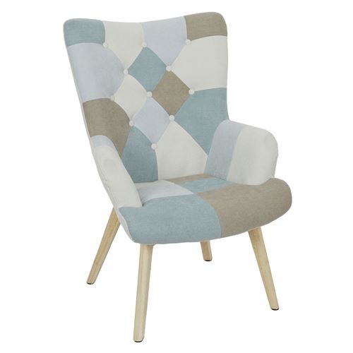 Toilinux.com Fauteuil Helsinki Patchwork - Bleu