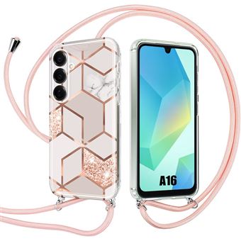 Coque Cordon pour Samsung Galaxy A16 4G/5G, Protection Hybride Rigide Antichoc avec Cordon - Rose - BOOLING - 1