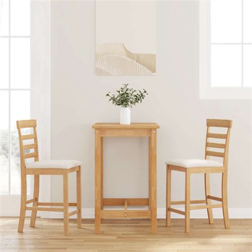vidaXL Barhocker mit Kissen 2 Stk. Natur Massivholz Gummibaum