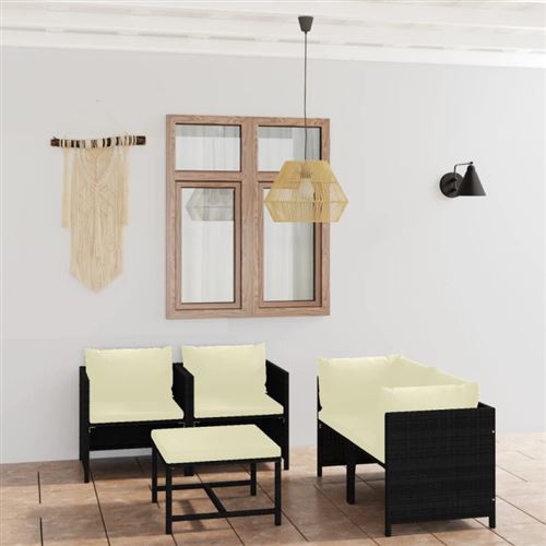 Non Communiqué Noir Salon De Jardin Modulable Vidaxl Polyethylene 5 Pieces 60.0 X 60 X 60 5 Personnes