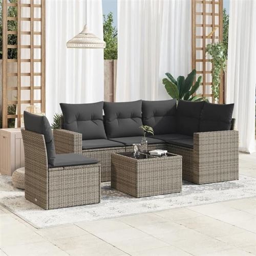 Salon de jardin modulable VIDAXL resine tressee gris 6 pieces 62 x 62 x 69 cm