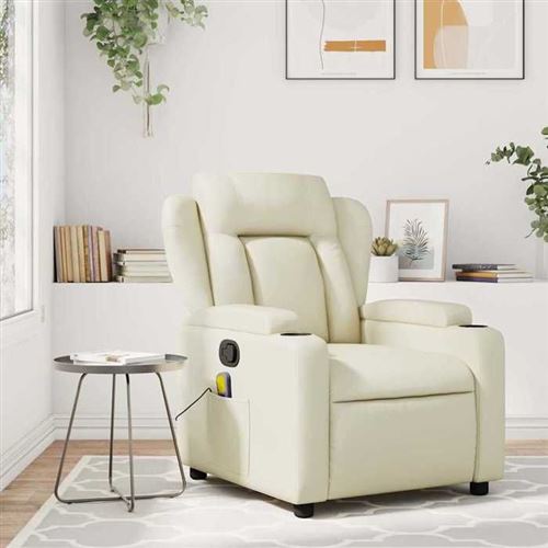Non Communiqué Beige Vidaxl Fauteuil Inclinable De Massage Crème Similicuir 372435