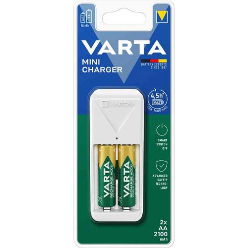 VARTA Chargeur Mini Charger, équipé de AAA, blanc