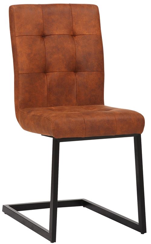 Chaise de salle à manger Feline en tissu avec Piètement Luge en Métal , Marron