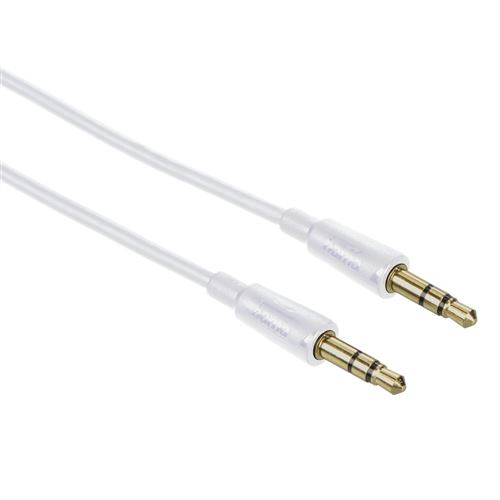Câble audio jack mâle 3,5 mm/conn . Mâle, stéréo, 0,5 m, blanc