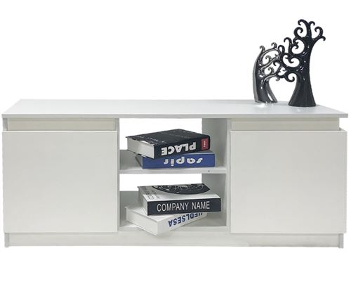 Meuble TV, Buffet TV, blanc, 120 cm de large