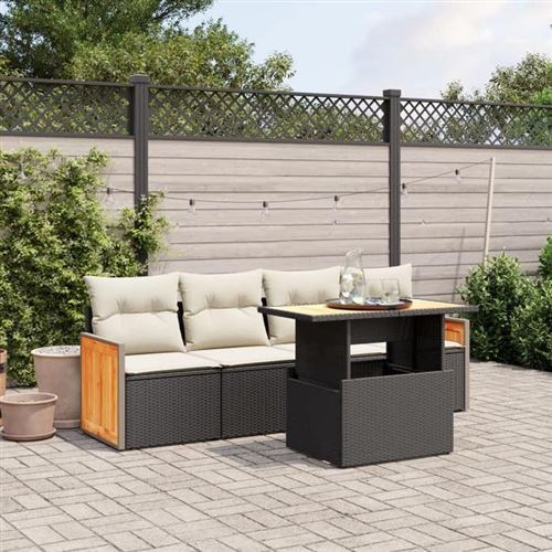 Non Communiqué Noir Vidaxl Salon De Jardin Avec Coussins 5 Pcs, Canapés De Terrasse, Ensemble De Meubles De Patio, Mobilier D'extérieur, 3273835