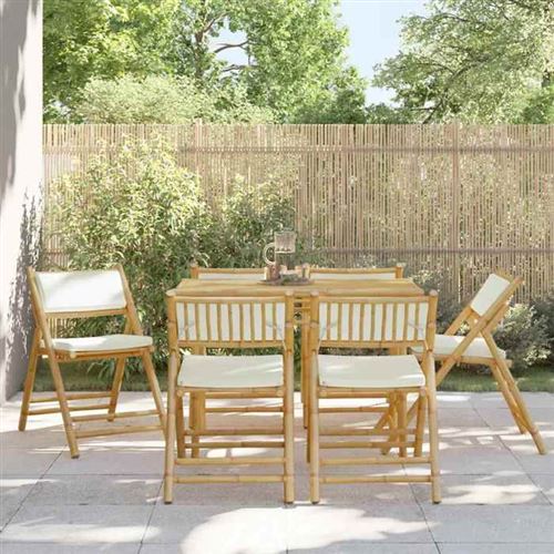 Non Communiqué Blanc Salon De Jardin Vidaxl Bambou