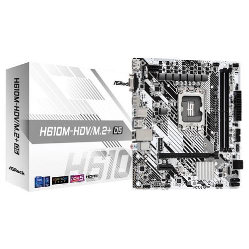 Asrock H610m-Hdv/M.2+ D5 - Carte-Mère - Micro Atx - Socket Lga1700 - H610 Chipset - Usb 3.2 Gen 1, Usb-C 3.2 Gen 1 - Gigabit Lan - Carte Graphique Embarquée - Image 3