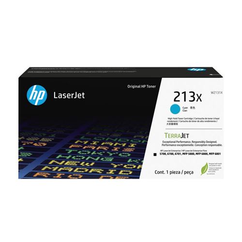 Non Communiqué Noir Hp 213X - À Rendement Élevé - Cyan - Original - Laserjet - Cartouche De Toner (W2131x) - Pour Color Laserjet Enterprise 6700, Mfp 5800, Mfp 6800; Laserjet Enterprise Flow Mfp 6800 - Image 1