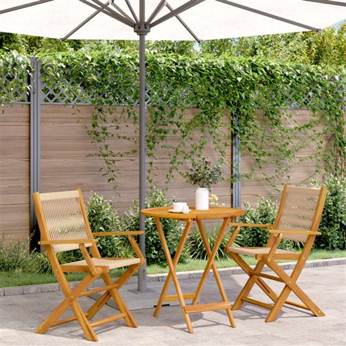 Non Communiqué Beige Vidaxl 3-Delige Bistroset Polypropeen En Massief Hout 3281855