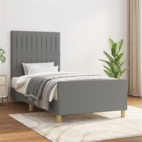 vidaXL - Cadre de lit - 90x200 cm - Gris foncé - Image 2