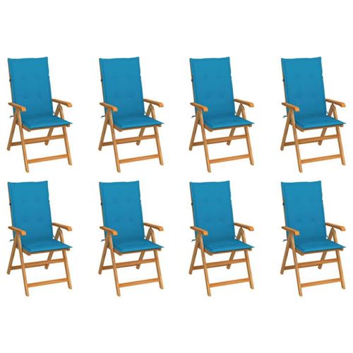 Non Communiqué Bleu Vidaxl Lot De 8 Chaises Inclinables De Jardin Avec Coussins, Sièges De Terrasse, Chaises De Salle À Manger, Meubles De Patio 3072545