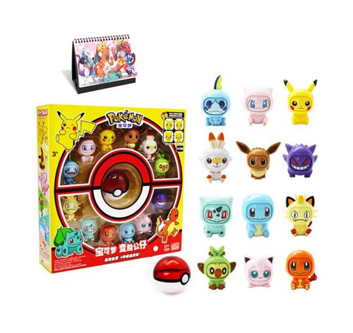 Coffret Pokemon 12 figurines + 1 pokeball lot Pikachu salamèche anime manga  personnage figure collectionneur jouet enfant adulte