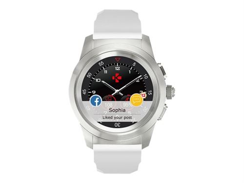 MyKronoz ZeTime Original - 39 mm - argent brossé - montre intelligente avec sangle - silicone - blanc - affichage 1.05\